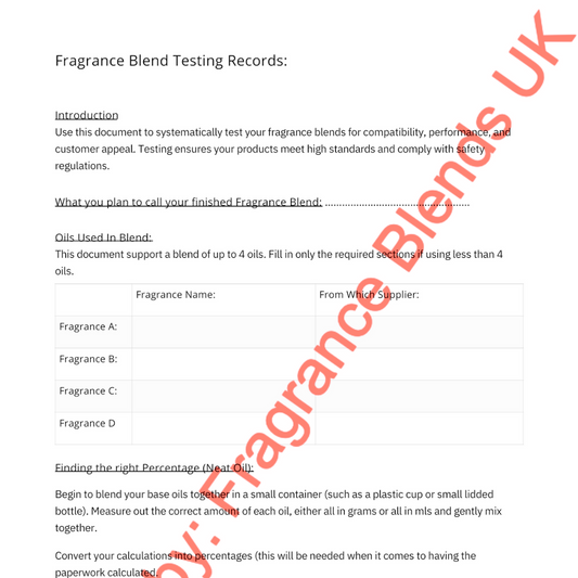 Fragrance Blend Test Records - Digital Download